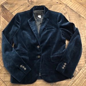 Jcrew blue velvet schoolboy blazer